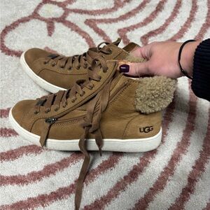 UGG Women's Tan Leather High-Top Sneakers